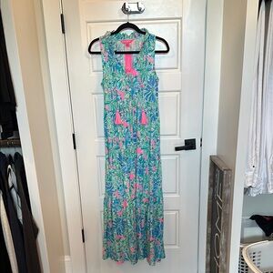 Lilly Pulitzer Blue Sleeveless Halter Maxi Sundress